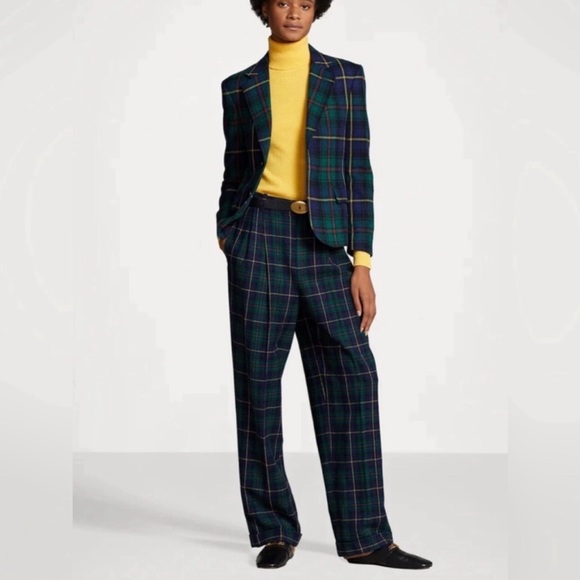 Polo Ralph Lauren Plaid Wool Twill Wide-leg Pant In Polo Tartan - Picture 1 of 5